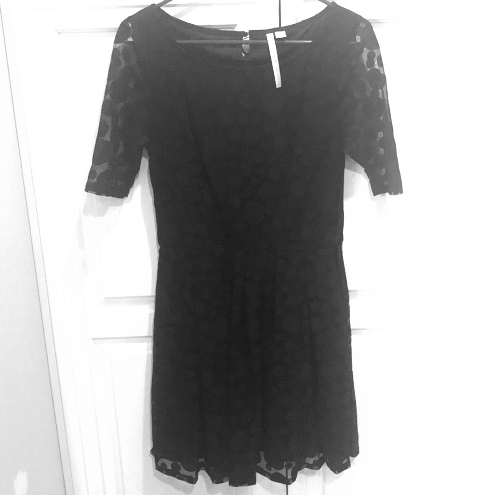 Super cute black polka dot skater dress